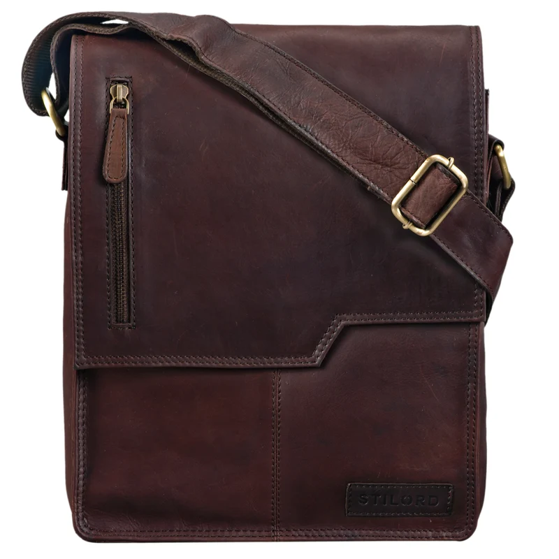 "Mario" Messenger Bag Leder Hochformat