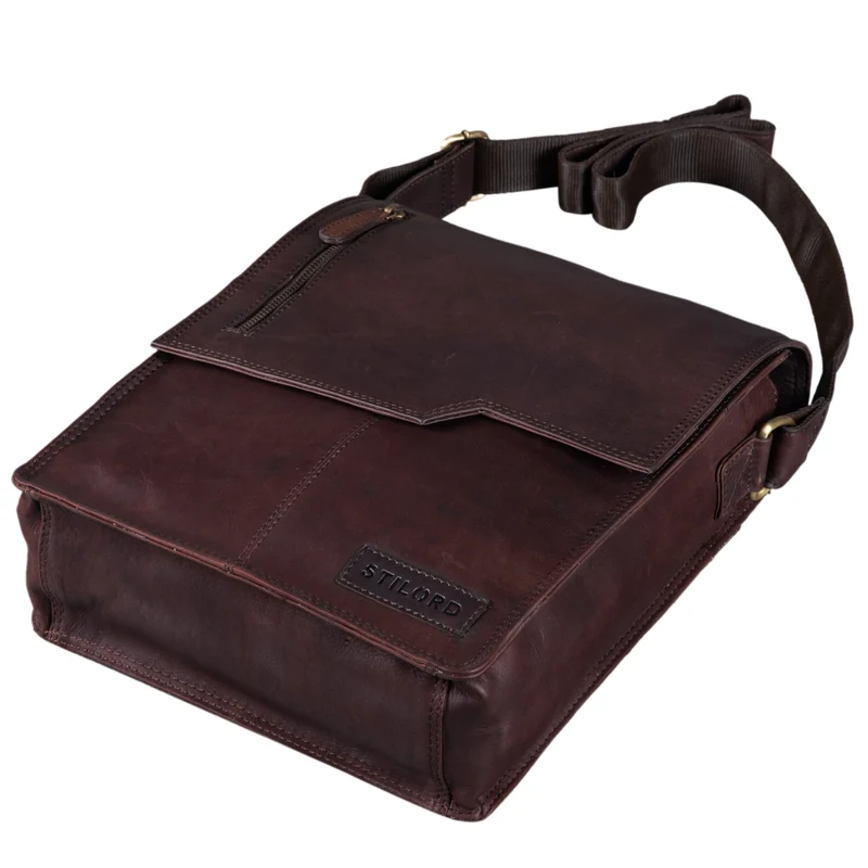 "Mario" Messenger Bag Leder Hochformat