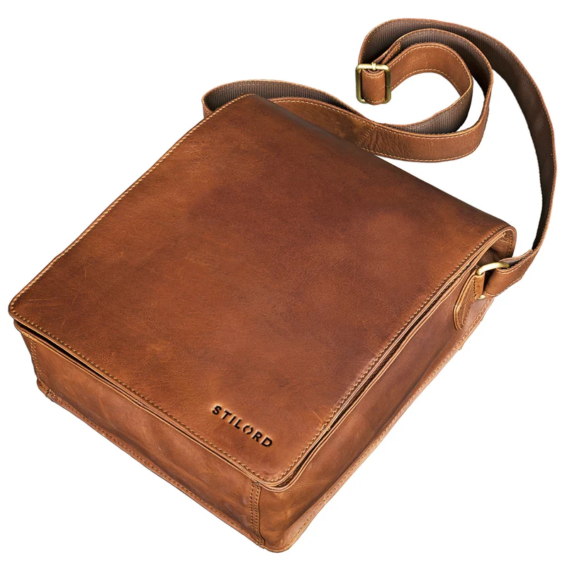 "Lars" Herren Vintage Umhängetasche Leder mittel-groß Hochformat