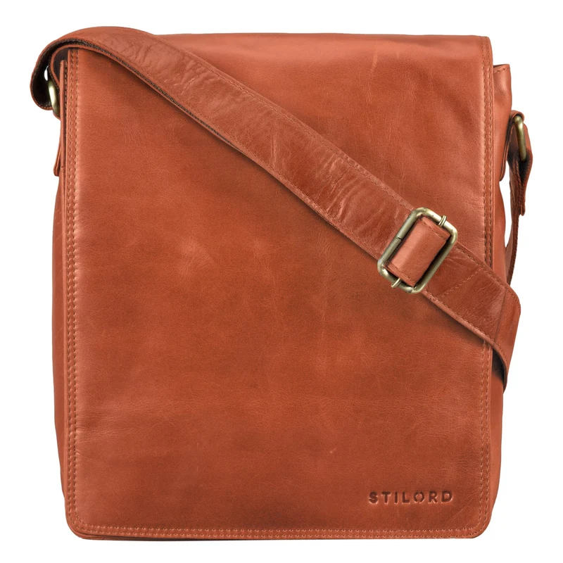 "Lars" Herren Vintage Umhängetasche Leder mittel-groß Hochformat