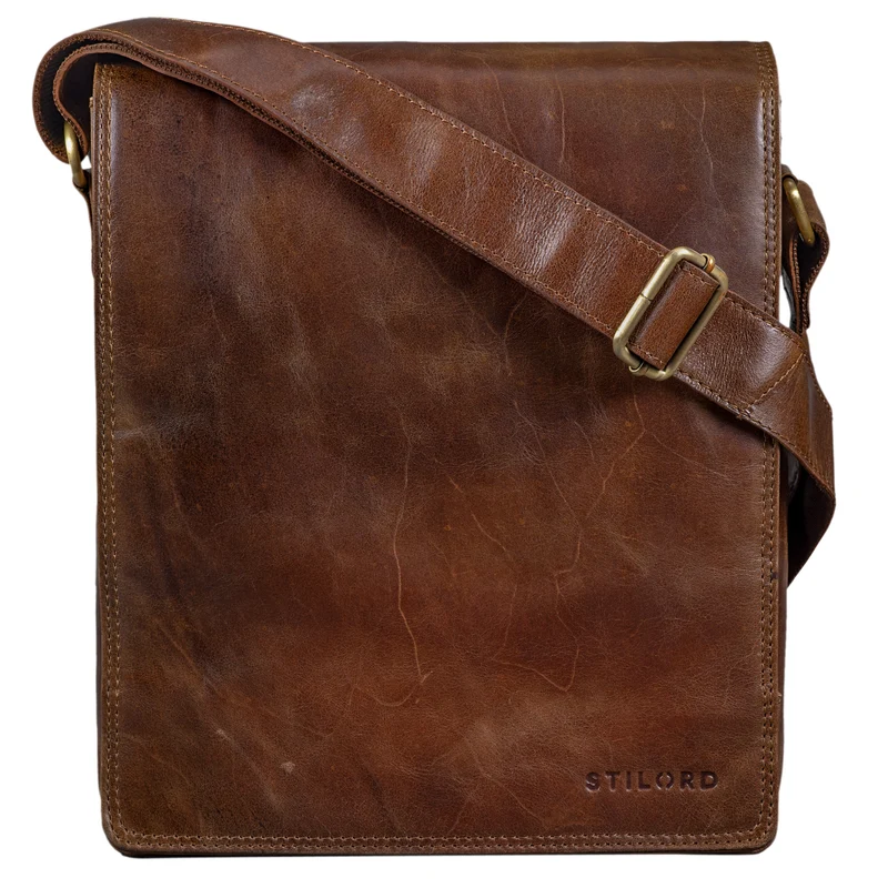 "Lars" Herren Vintage Umhängetasche Leder mittel-groß Hochformat