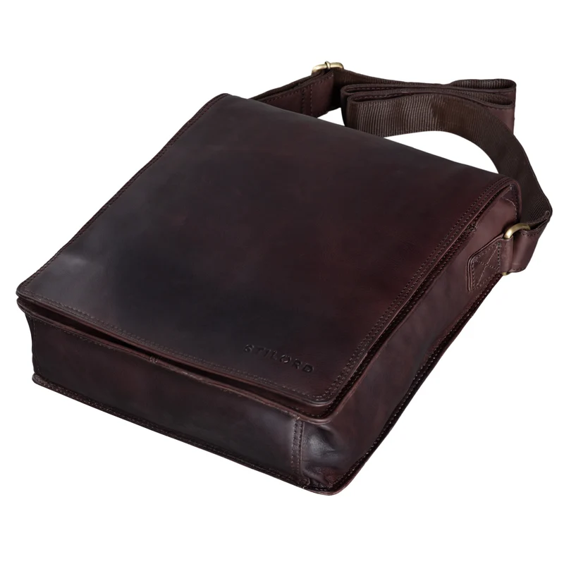 "Lars" Herren Vintage Umhängetasche Leder mittel-groß Hochformat