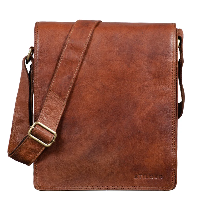 "Lars" Herren Vintage Umhängetasche Leder mittel-groß Hochformat