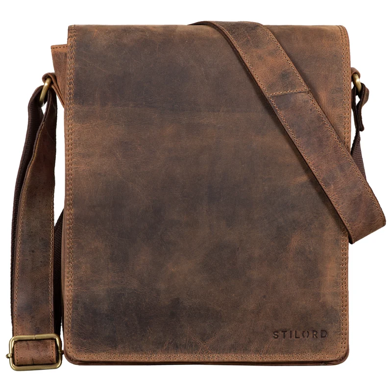 "Lars" Herren Vintage Umhängetasche Leder mittel-groß Hochformat