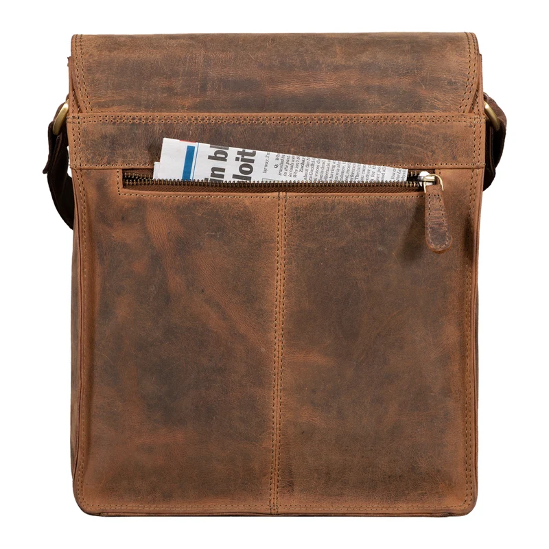 "Lars" Herren Vintage Umhängetasche Leder mittel-groß Hochformat