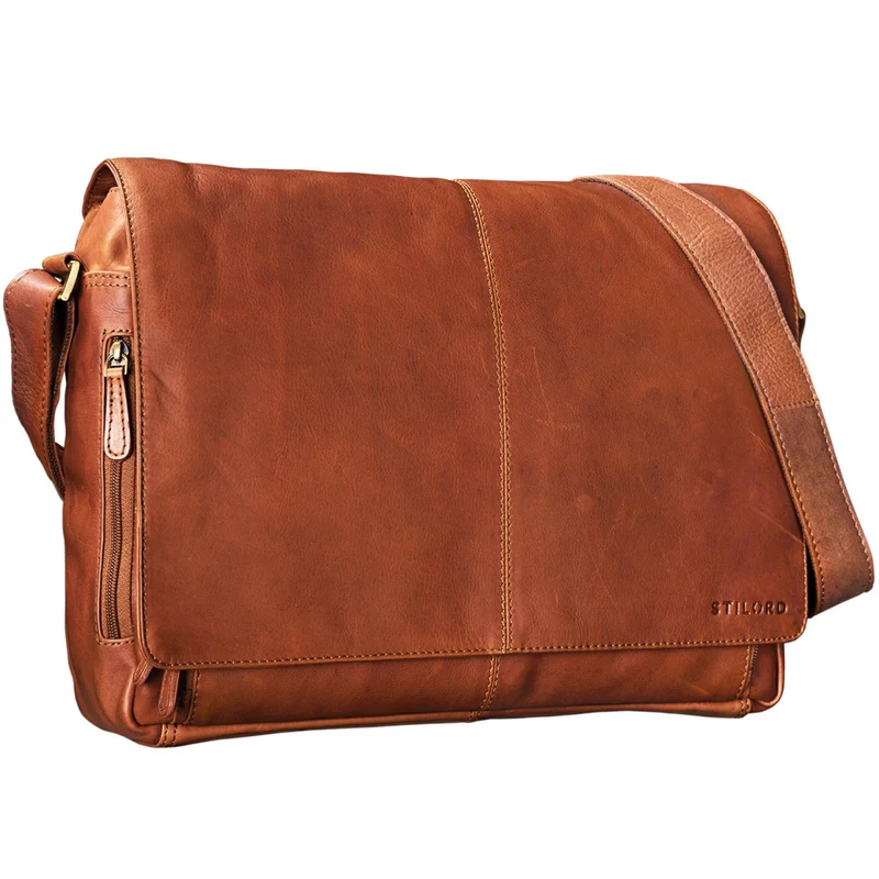 "Alex" Vintage Ledertasche Männer Frauen Businesstasche zum Umhängen 15,6 Zoll