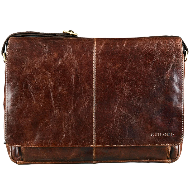 "Alex" Vintage Ledertasche Männer Frauen Businesstasche zum Umhängen 15,6 Zoll