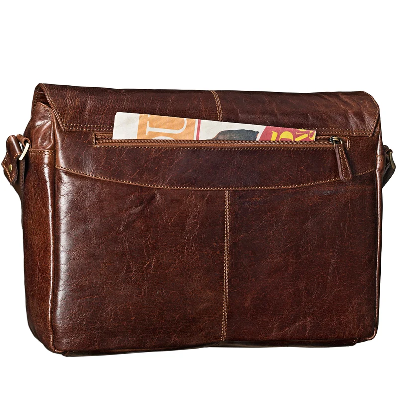 "Alex" Vintage Ledertasche Männer Frauen Businesstasche zum Umhängen 15,6 Zoll