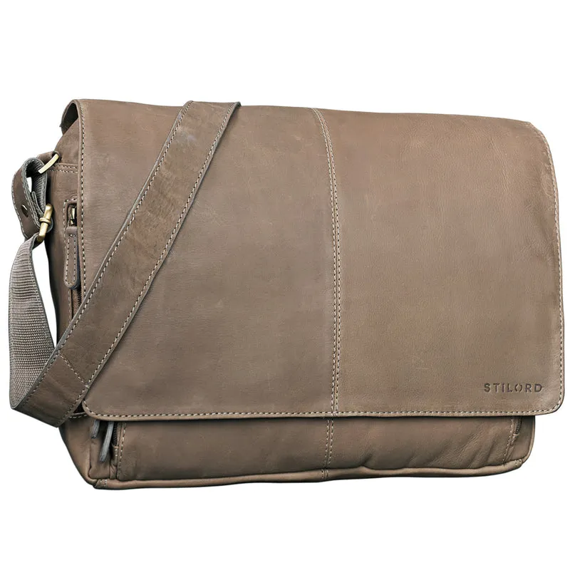 "Alex" Vintage Ledertasche Männer Frauen Businesstasche zum Umhängen 15,6 Zoll