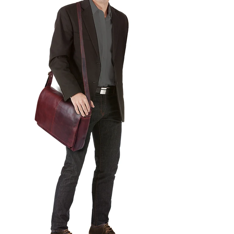 "Alex" Vintage Ledertasche Männer Frauen Businesstasche zum Umhängen 15,6 Zoll