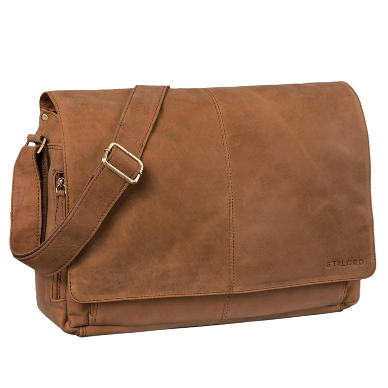 "Alex" Vintage Ledertasche Männer Frauen Businesstasche zum Umhängen 15,6 Zoll