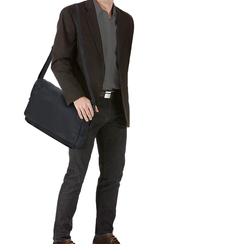 "Alex" Vintage Ledertasche Männer Frauen Businesstasche zum Umhängen 15,6 Zoll