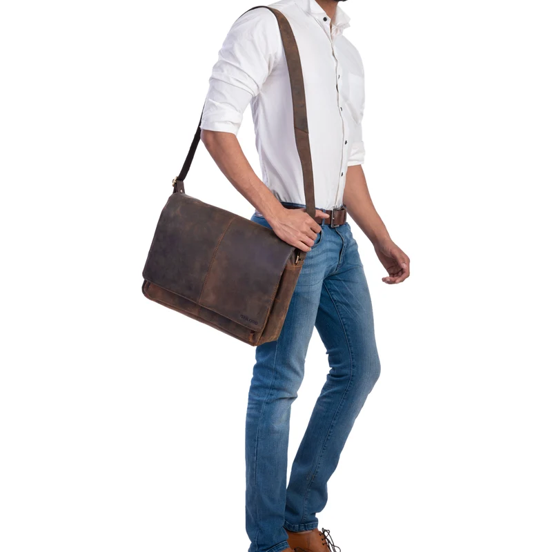 "Alex" Vintage Ledertasche Männer Frauen Businesstasche zum Umhängen 15,6 Zoll