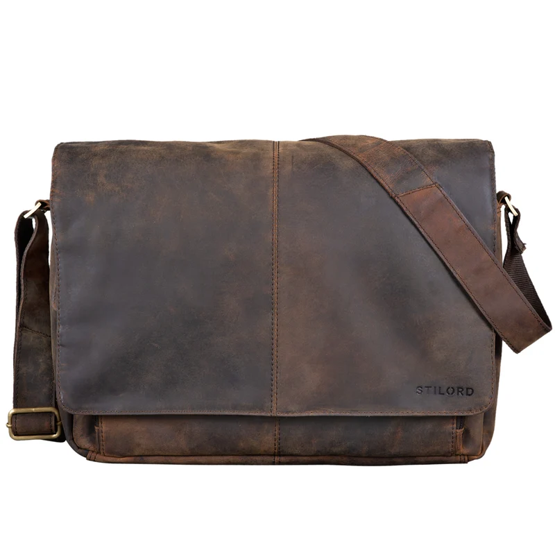 "Alex" Vintage Ledertasche Männer Frauen Businesstasche zum Umhängen 15,6 Zoll