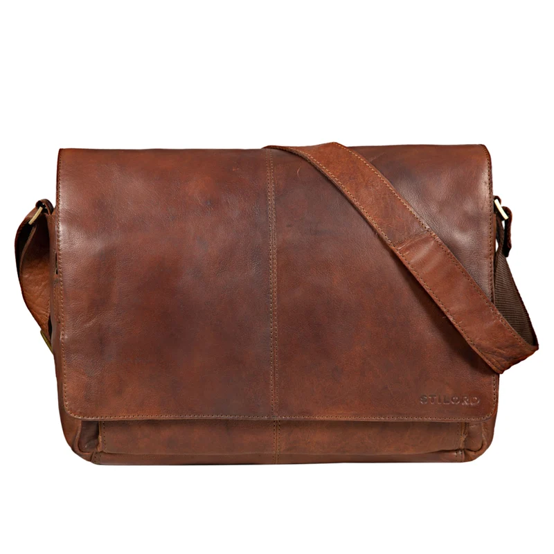 "Alex" Vintage Ledertasche Männer Frauen Businesstasche zum Umhängen 15,6 Zoll