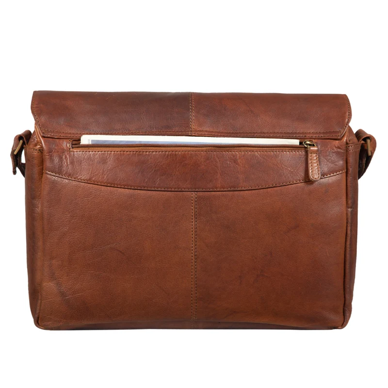 "Alex" Vintage Ledertasche Männer Frauen Businesstasche zum Umhängen 15,6 Zoll