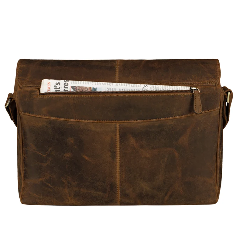 "Alex" Vintage Ledertasche Männer Frauen Businesstasche zum Umhängen 15,6 Zoll