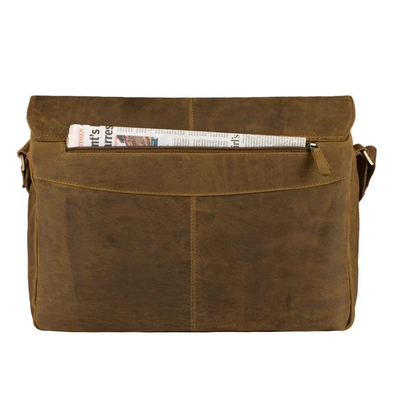 "Alex" Vintage Ledertasche Männer Frauen Businesstasche zum Umhängen 15,6 Zoll