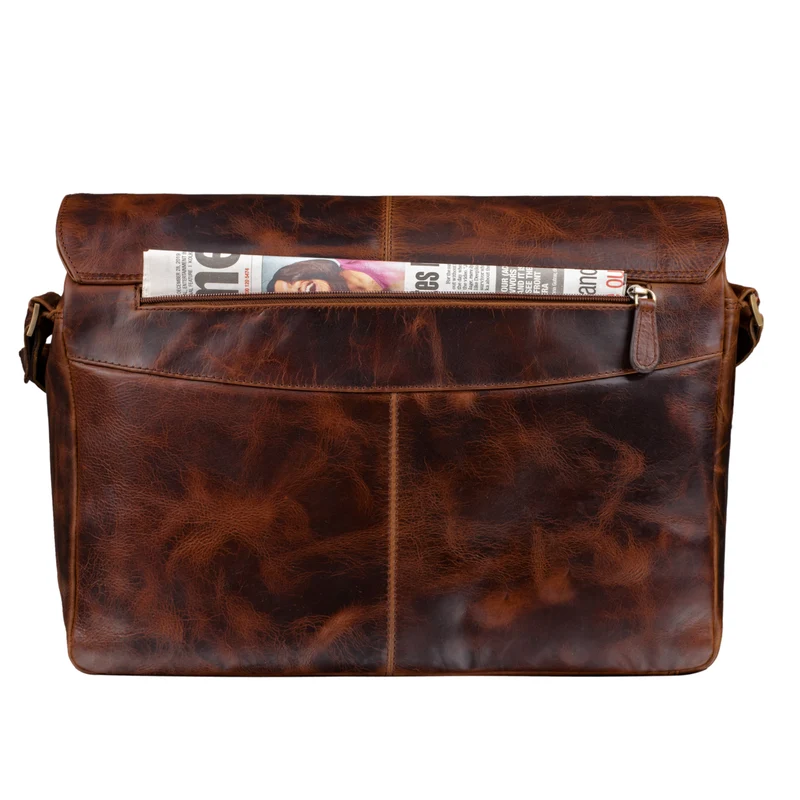 "Alex" Vintage Ledertasche Männer Frauen Businesstasche zum Umhängen 15,6 Zoll