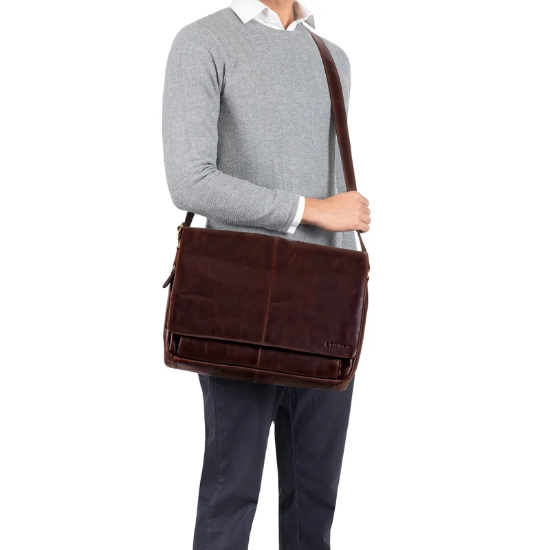 "Alex" Vintage Ledertasche Männer Frauen Businesstasche zum Umhängen 15,6 Zoll