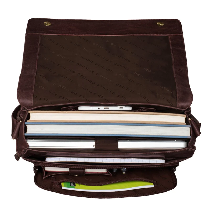 "Alex" Vintage Ledertasche Männer Frauen Businesstasche zum Umhängen 15,6 Zoll