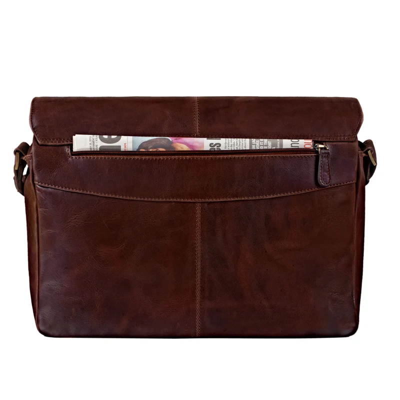 "Alex" Vintage Ledertasche Männer Frauen Businesstasche zum Umhängen 15,6 Zoll