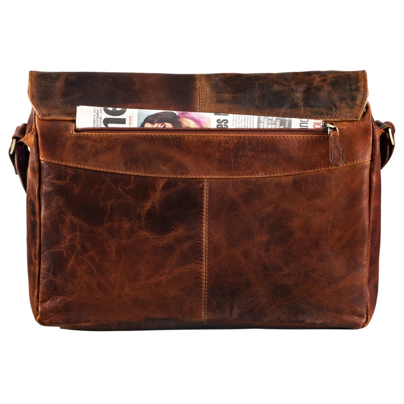 "Alex" Vintage Ledertasche Männer Frauen Businesstasche zum Umhängen 15,6 Zoll