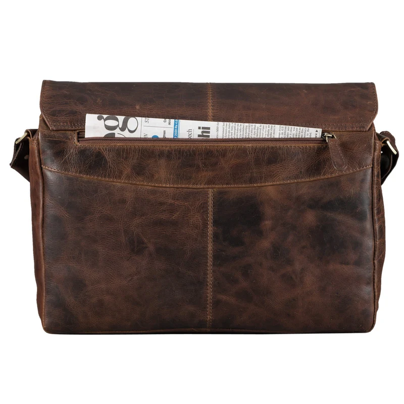 "Alex" Vintage Ledertasche Männer Frauen Businesstasche zum Umhängen 15,6 Zoll