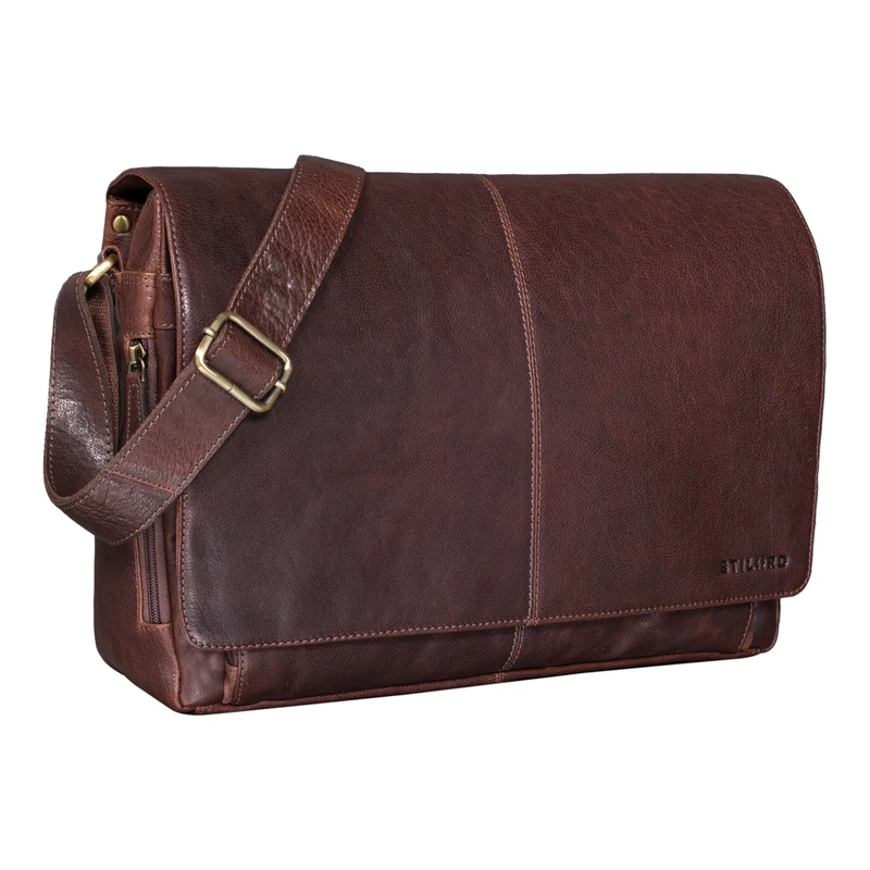"Alex" Vintage Ledertasche Männer Frauen Businesstasche zum Umhängen 15,6 Zoll
