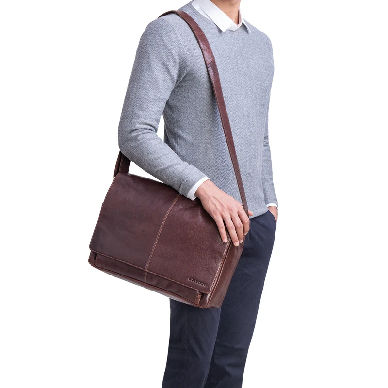 "Alex" Vintage Ledertasche Männer Frauen Businesstasche zum Umhängen 15,6 Zoll