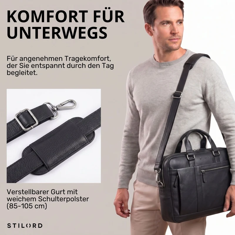 "Nico" Große Businesstasche aus Hochwertigem Leder 15.6 Zoll