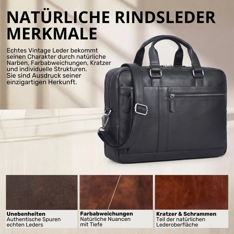 "Nico" Große Businesstasche aus Hochwertigem Leder 15.6 Zoll
