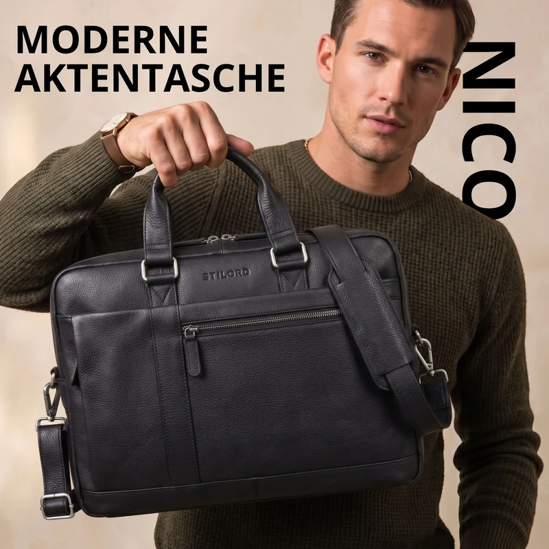 "Nico" Große Businesstasche aus Hochwertigem Leder 15.6 Zoll