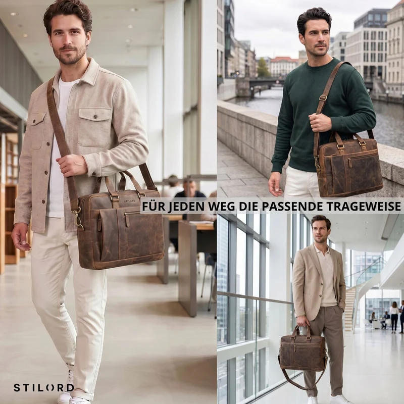 "Nico" Große Businesstasche aus Hochwertigem Leder 15.6 Zoll