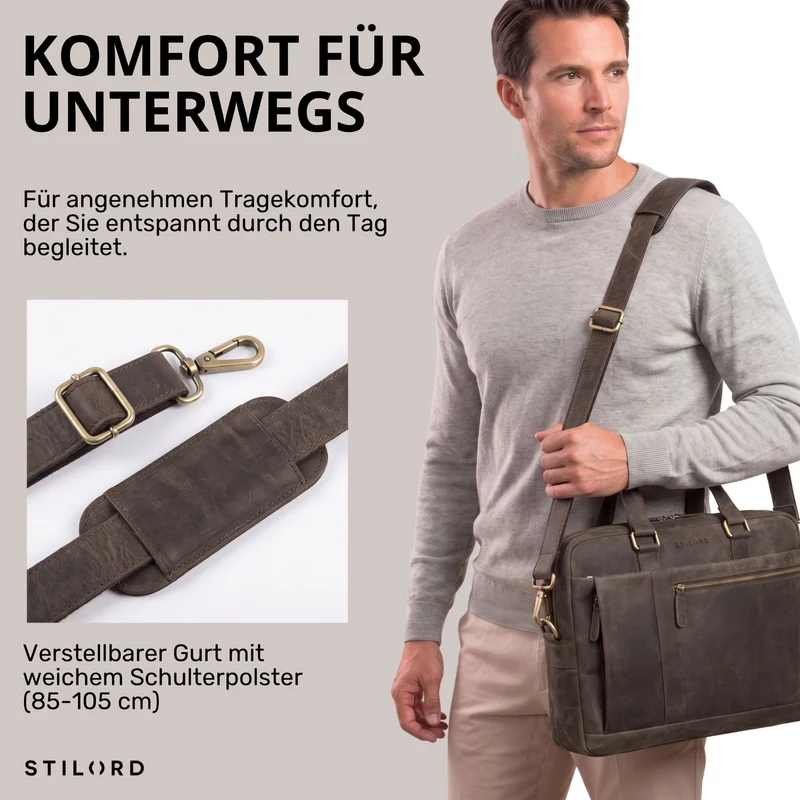 "Nico" Große Businesstasche aus Hochwertigem Leder 15.6 Zoll