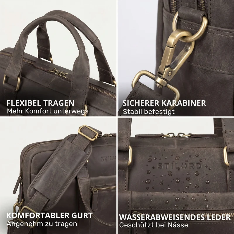 "Nico" Große Businesstasche aus Hochwertigem Leder 15.6 Zoll