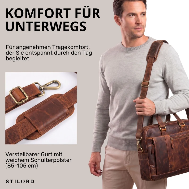 "Nico" Große Businesstasche aus Hochwertigem Leder 15.6 Zoll