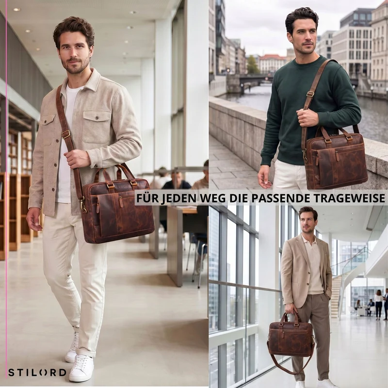 "Nico" Große Businesstasche aus Hochwertigem Leder 15.6 Zoll