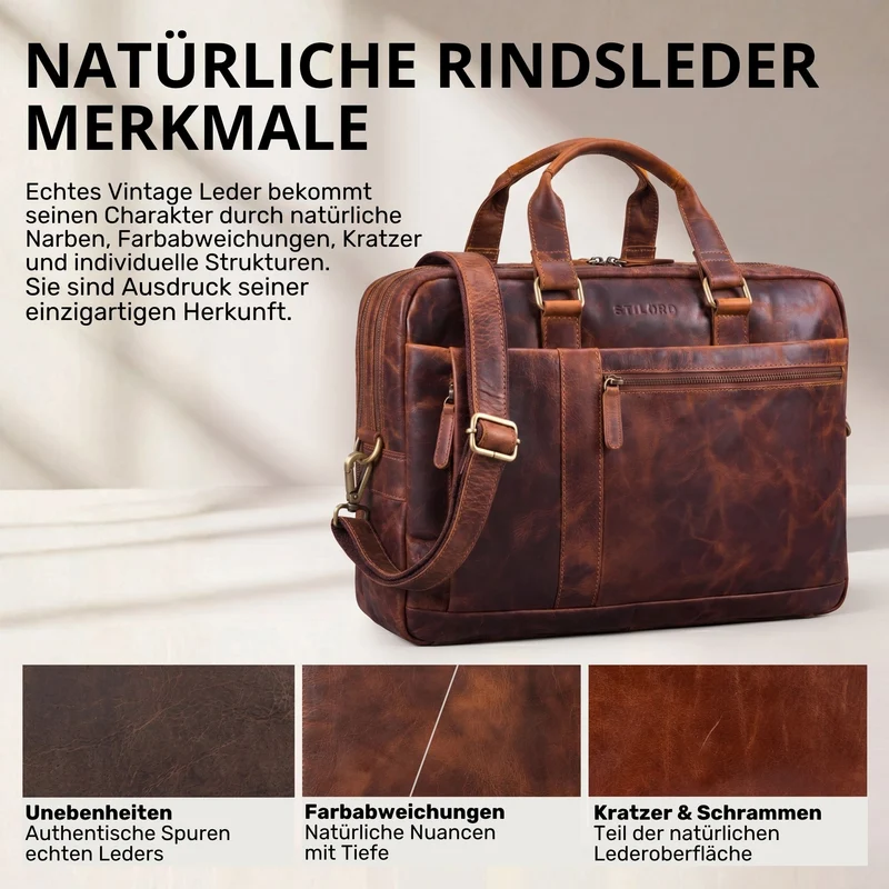 "Nico" Große Businesstasche aus Hochwertigem Leder 15.6 Zoll