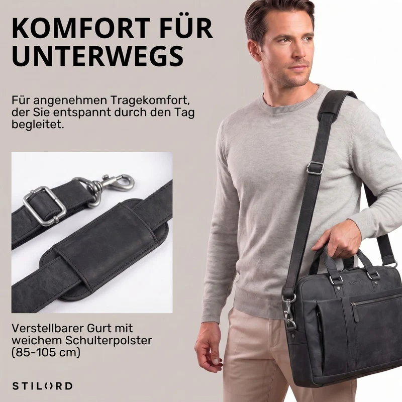 "Nico" Große Businesstasche aus Hochwertigem Leder 15.6 Zoll
