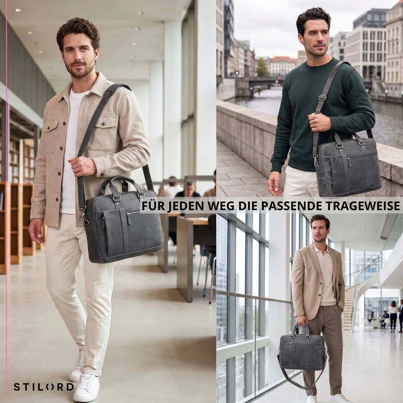 "Nico" Große Businesstasche aus Hochwertigem Leder 15.6 Zoll
