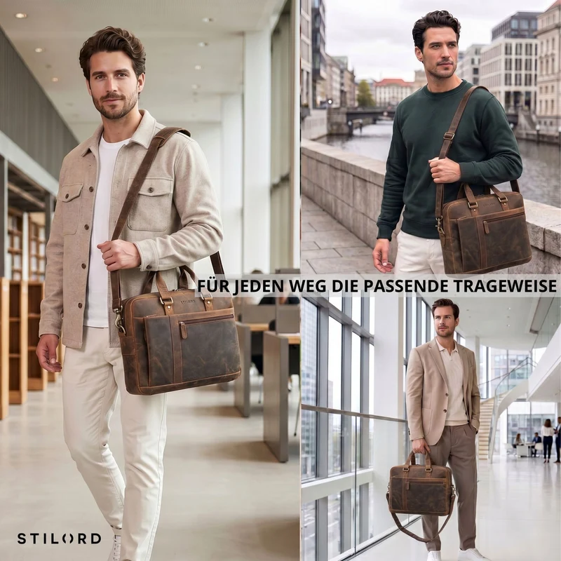 "Nico" Große Businesstasche aus Hochwertigem Leder 15.6 Zoll