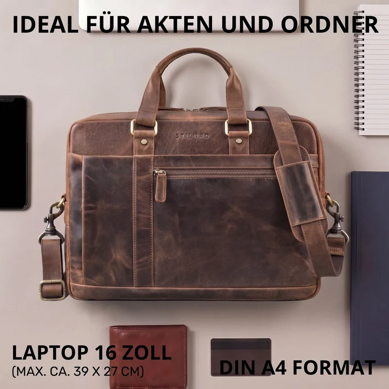 "Nico" Große Businesstasche aus Hochwertigem Leder 15.6 Zoll