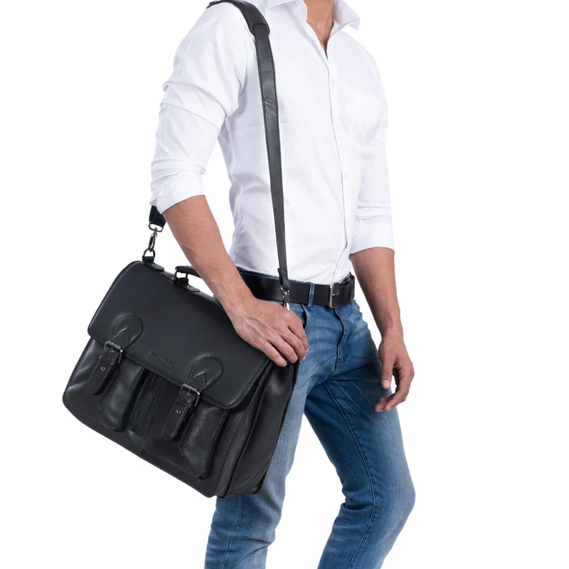 "Kronos" Aktentasche Herren Lehrertasche Echtleder Groß