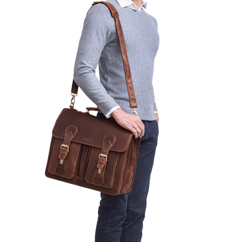"Kronos" Aktentasche Herren Lehrertasche Echtleder Groß