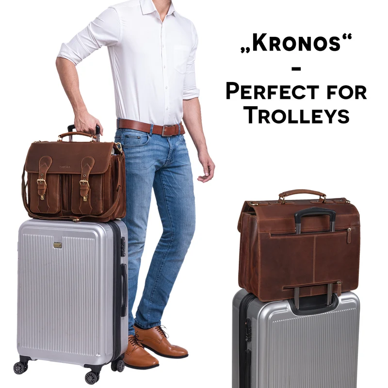 "Kronos" Aktentasche Herren Lehrertasche Echtleder Groß