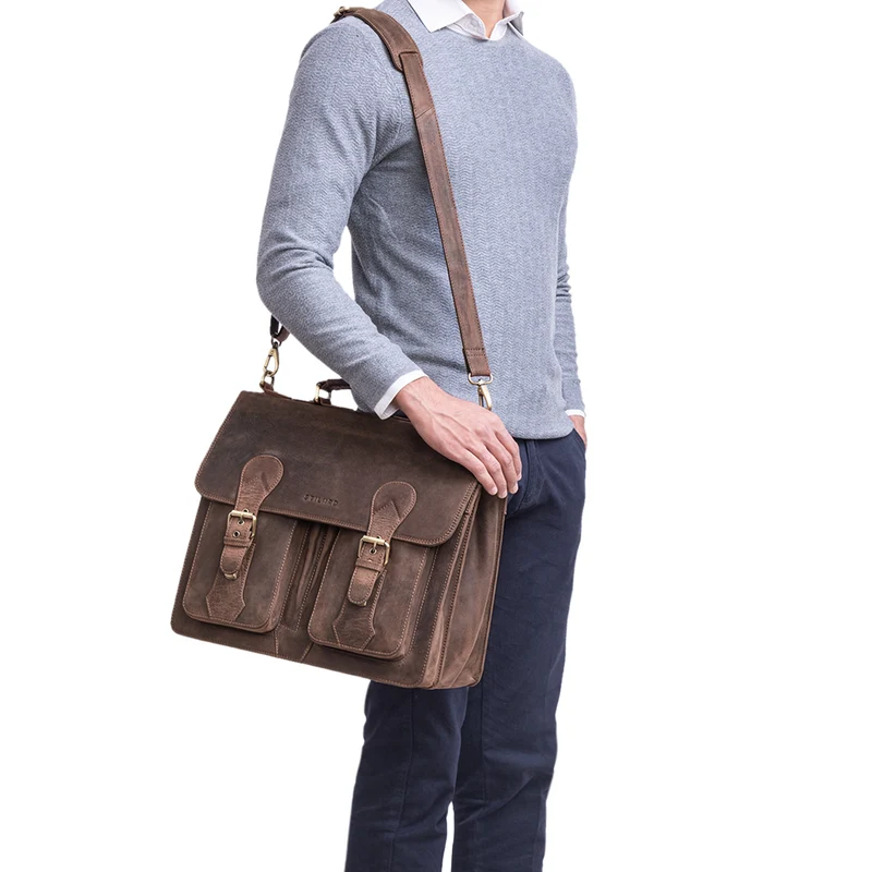 "Kronos" Aktentasche Herren Lehrertasche Echtleder Groß
