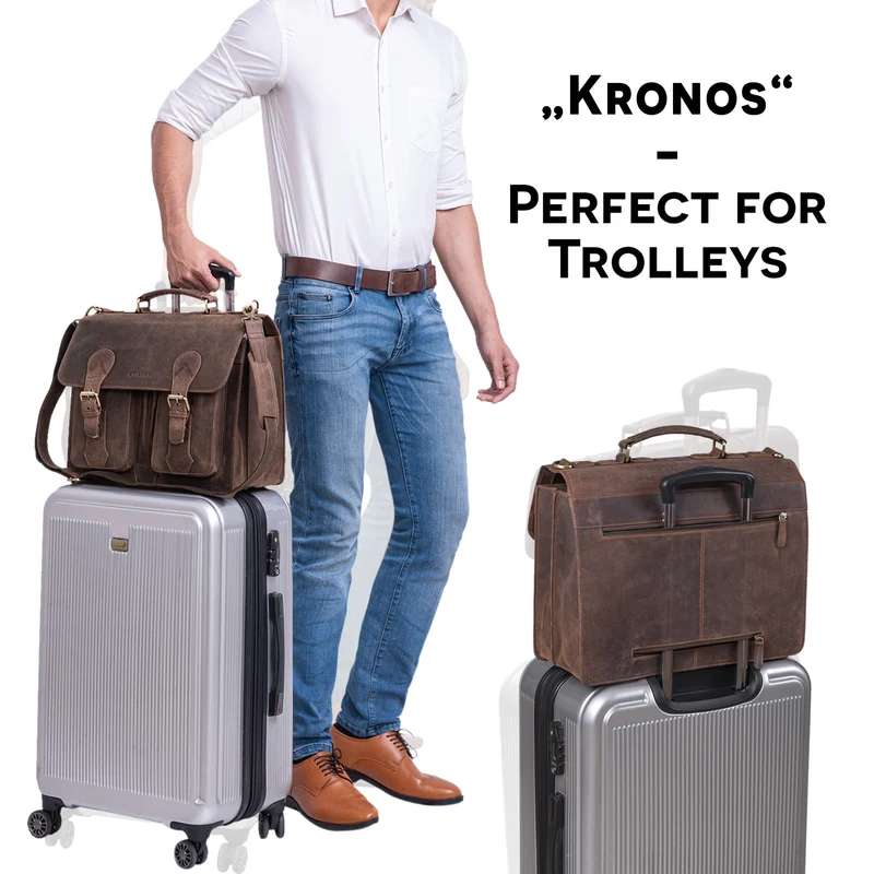 "Kronos" Aktentasche Herren Lehrertasche Echtleder Groß