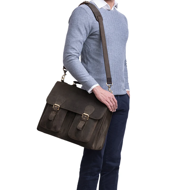 "Kronos" Aktentasche Herren Lehrertasche Echtleder Groß