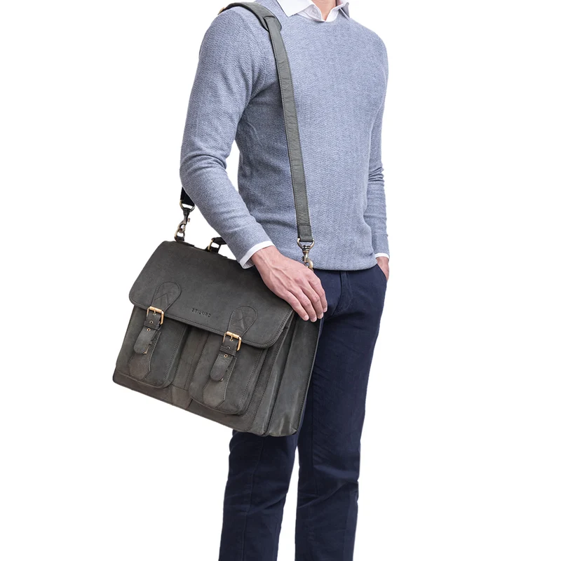 "Kronos" Aktentasche Herren Lehrertasche Echtleder Groß